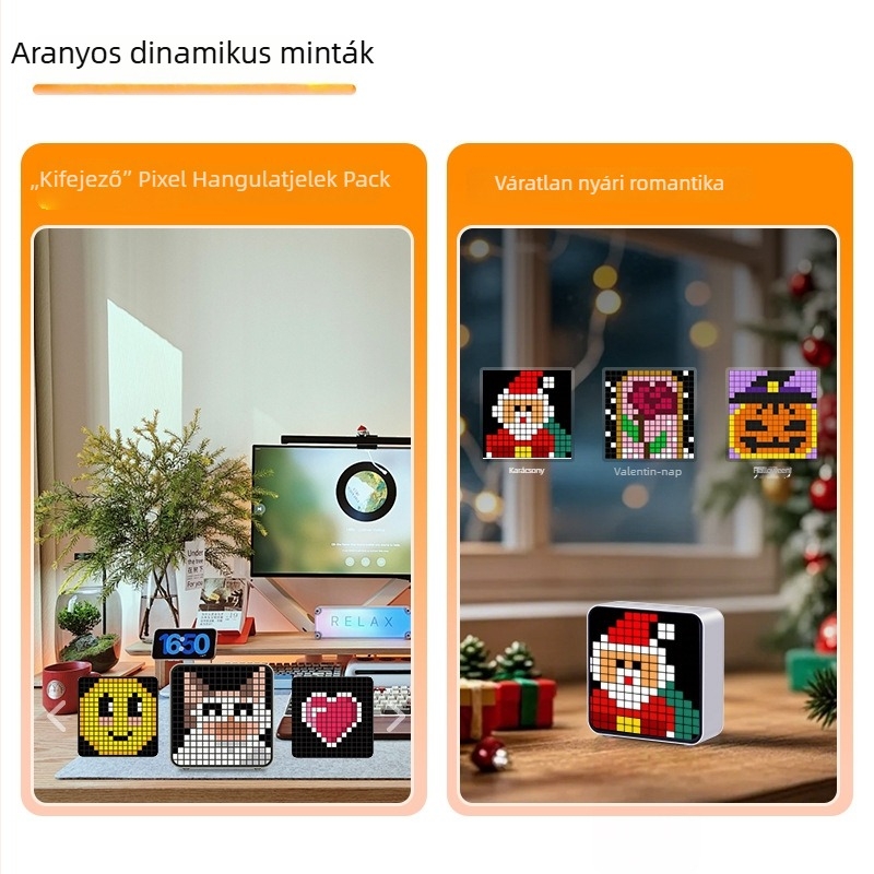 C027S Pulzusméréses edzésidőző asztali óra ébresztővel és környezeti fénnyel, ABS műanyag, vízálló, szünet funkció, felbontás 16×16