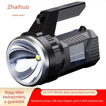 LED kézi hajtású zseblámpa, 15W, 2400mAh, hatótávolság 200-500 m