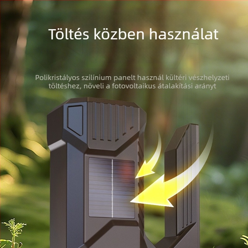 LED kézi hajtású zseblámpa, 15W, 2400mAh, hatótávolság 200-500 m
