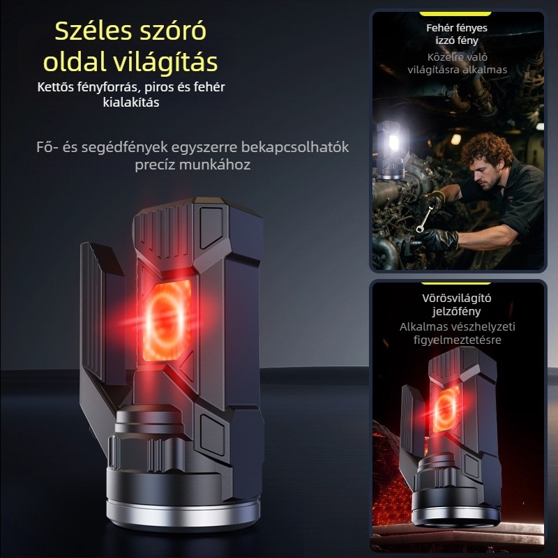 LED kézi hajtású zseblámpa, 15W, 2400mAh, hatótávolság 200-500 m