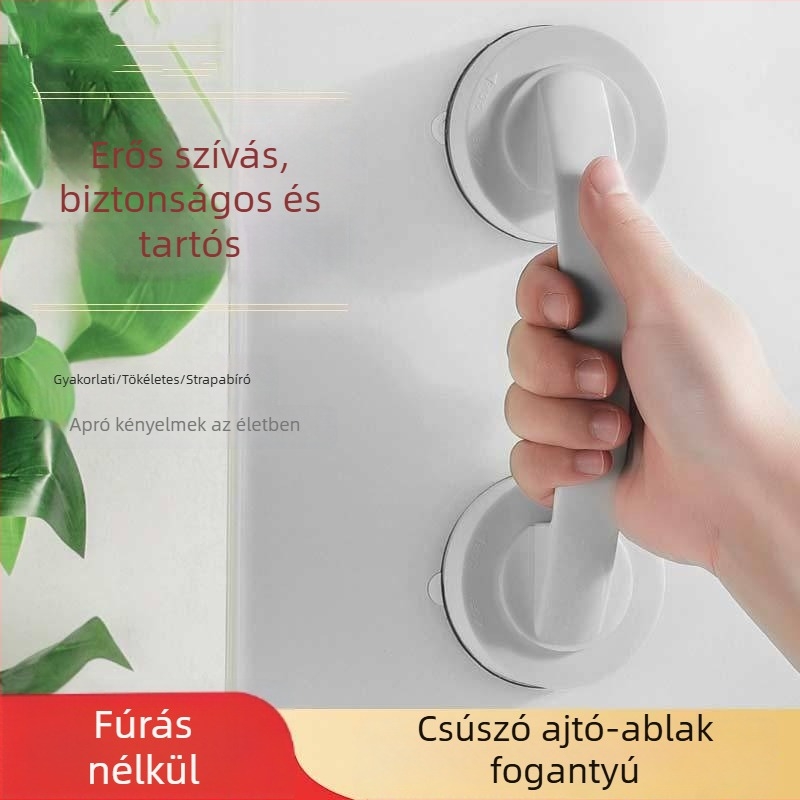 Üveg tolóajtó fogantyú — fúrás nélkül, erős szívóerő; ABS anyag, korrózióálló felület; ajtókhoz és ablakokhoz