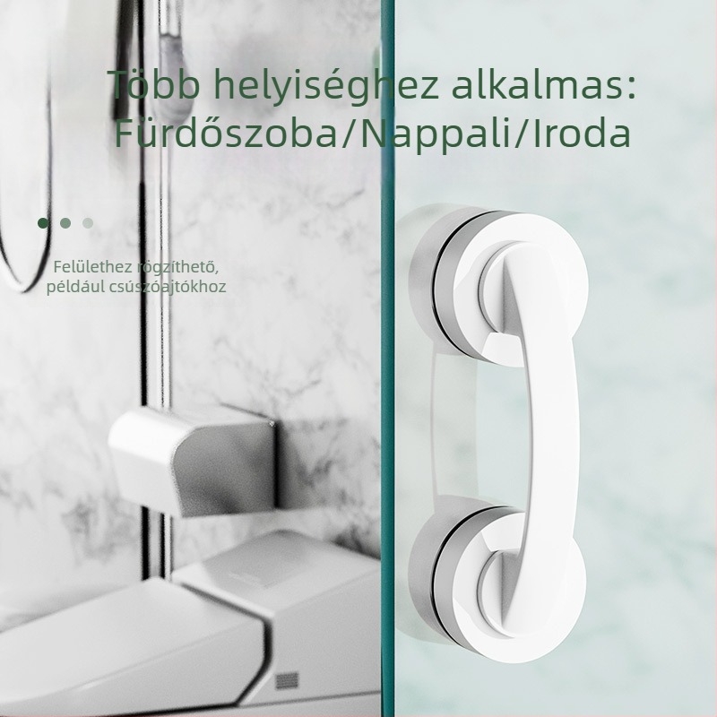 Üveg tolóajtó fogantyú — fúrás nélkül, erős szívóerő; ABS anyag, korrózióálló felület; ajtókhoz és ablakokhoz