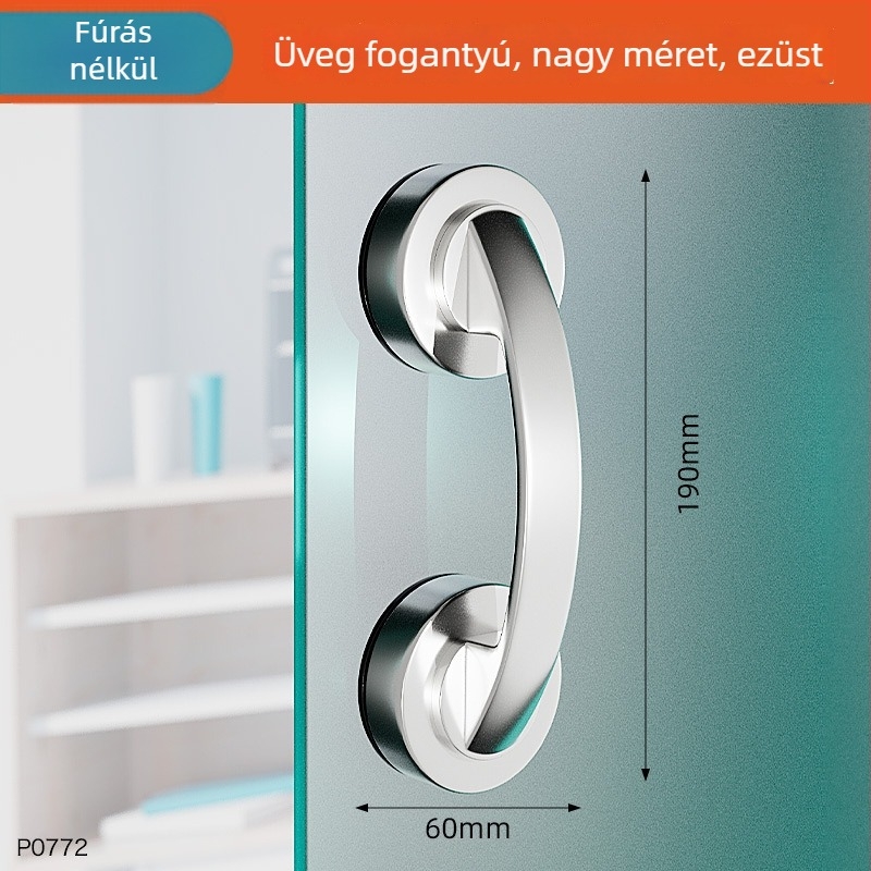Üveg tolóajtó fogantyú — fúrás nélkül, erős szívóerő; ABS anyag, korrózióálló felület; ajtókhoz és ablakokhoz