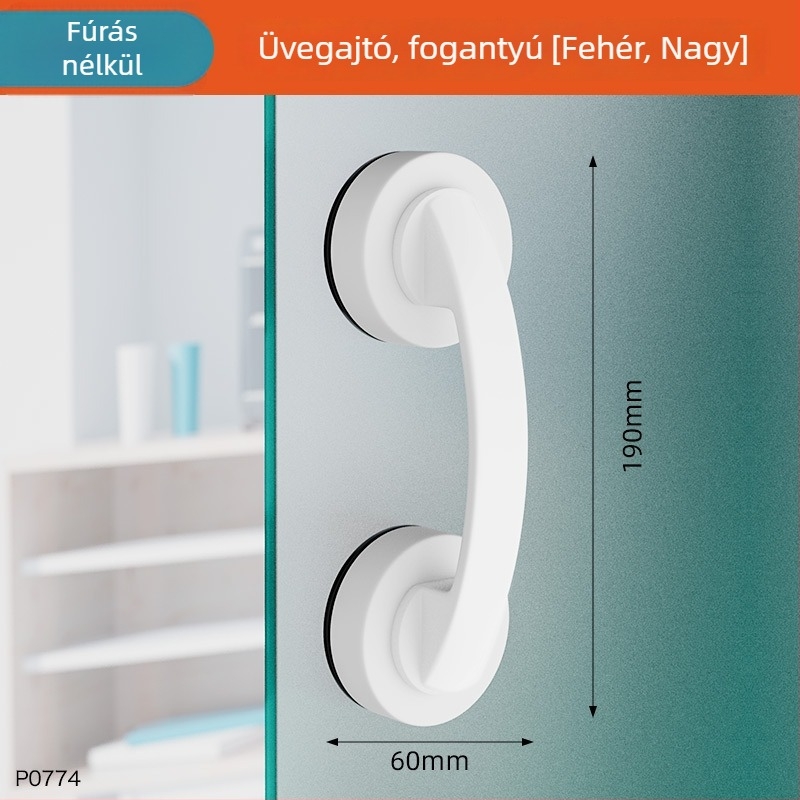 Üveg tolóajtó fogantyú — fúrás nélkül, erős szívóerő; ABS anyag, korrózióálló felület; ajtókhoz és ablakokhoz