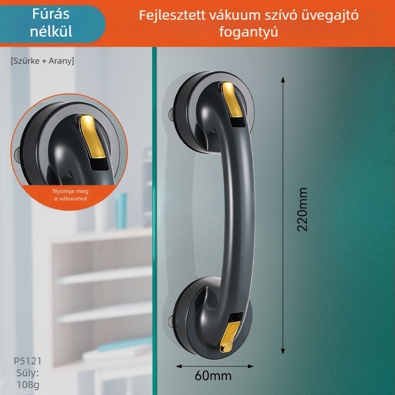 Üveg tolóajtó fogantyú — fúrás nélkül, erős szívóerő; ABS anyag, korrózióálló felület; ajtókhoz és ablakokhoz