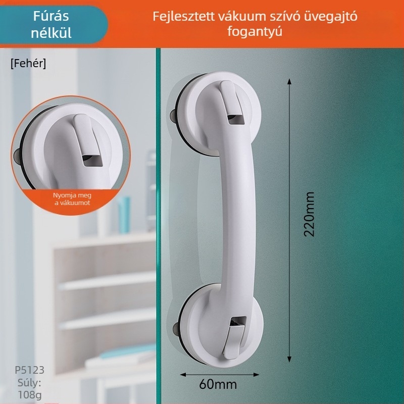 Üveg tolóajtó fogantyú — fúrás nélkül, erős szívóerő; ABS anyag, korrózióálló felület; ajtókhoz és ablakokhoz