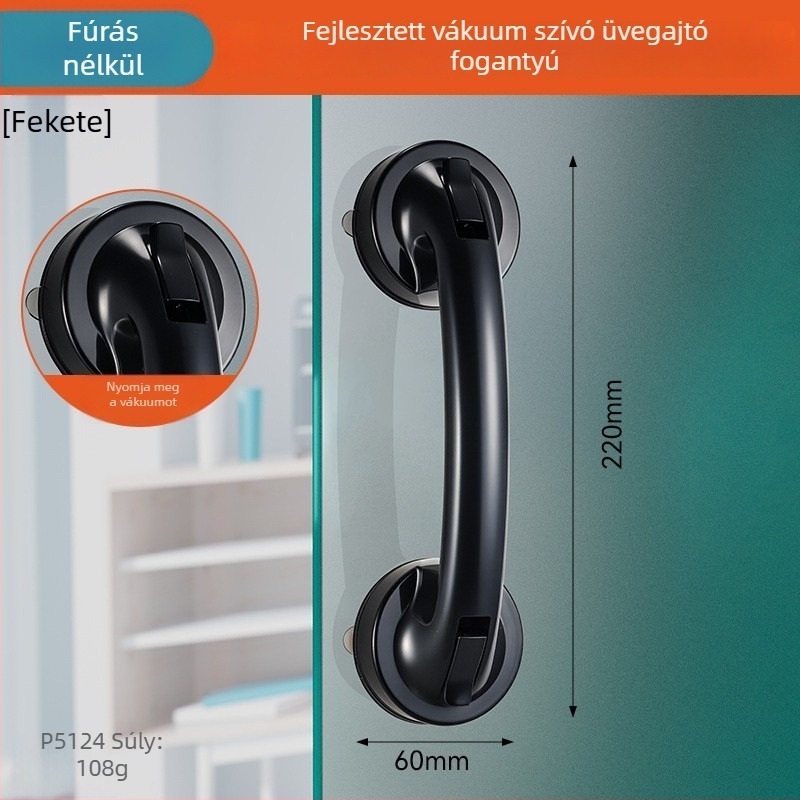 Üveg tolóajtó fogantyú — fúrás nélkül, erős szívóerő; ABS anyag, korrózióálló felület; ajtókhoz és ablakokhoz