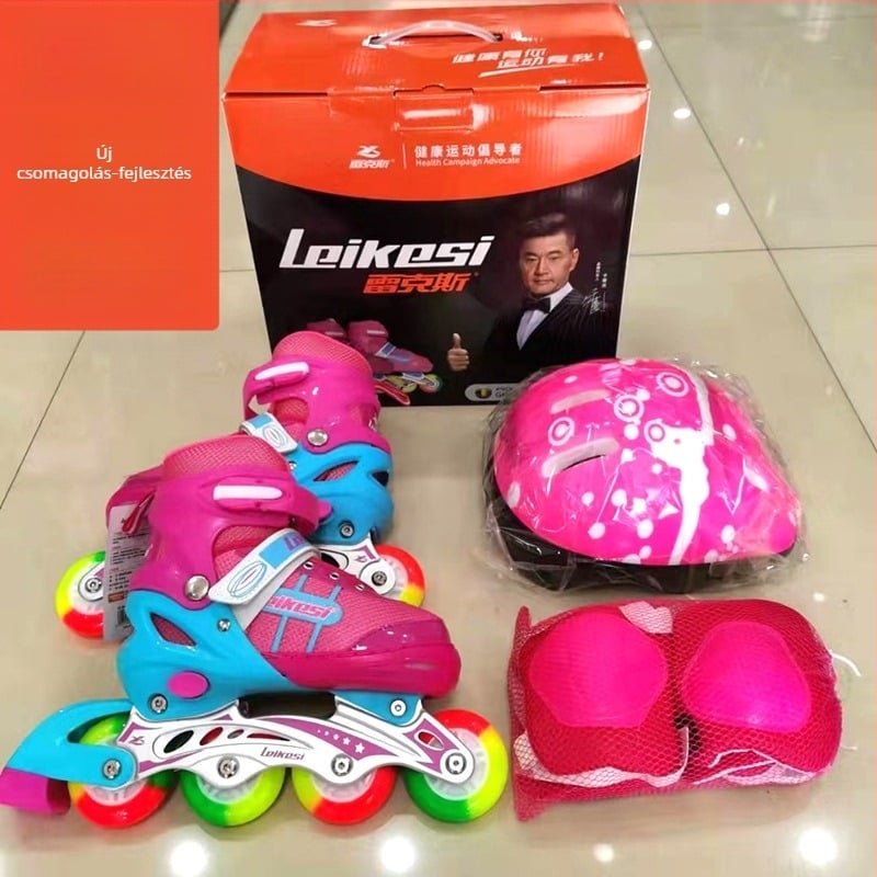 Rex inline korcsolyák kezdőknek, uniszex, teljes készlet, PU kerekek, egy sor, felső PU+háló, talp gumi