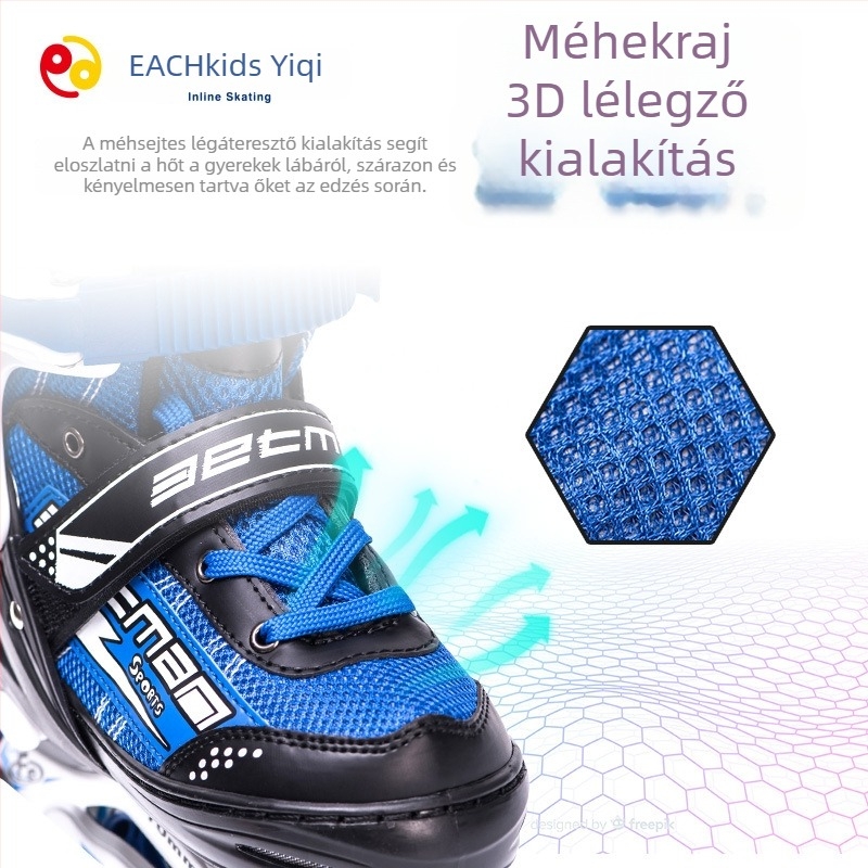Gyerekeknek szánt inline korcsolyák PU+szövött felsőrésszel, kerék alumíniumötvözetből, gumírozott talp, egy soros kivitel