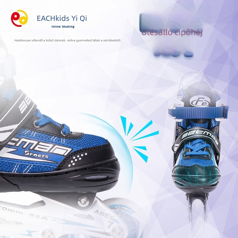 Gyerekeknek szánt inline korcsolyák PU+szövött felsőrésszel, kerék alumíniumötvözetből, gumírozott talp, egy soros kivitel