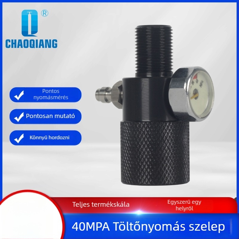 Merülő oxigén palack nyomásmérő adapter szelep, M18×1,5 menet, fénylő kijelző, 40 MPa