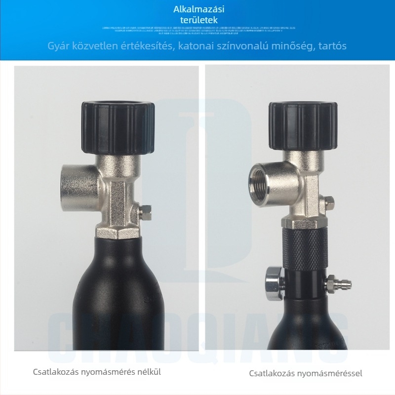 Merülő oxigén palack nyomásmérő adapter szelep, M18×1,5 menet, fénylő kijelző, 40 MPa