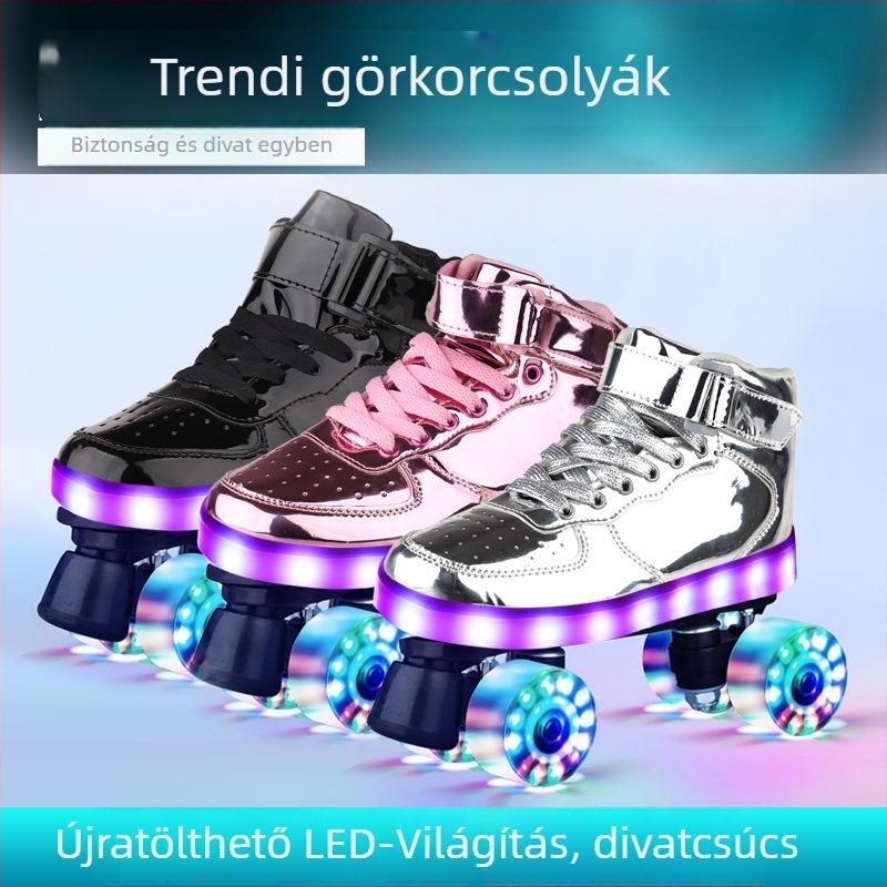 Felnőtt görkorcsolya, dupla soros kerekekkel, PU felső rész, marha inak talpa, márka Unfair