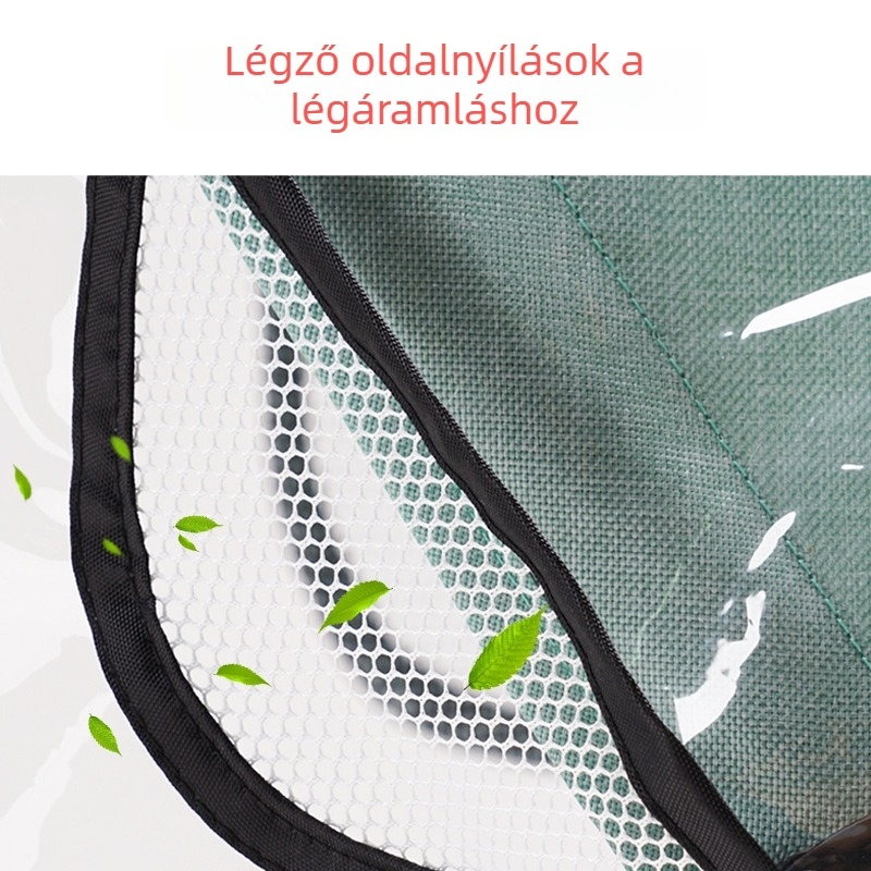 Babakocsi esővédő – univerzális, szélálló és cseppálló, átlátszó, környezetbarát PVEA anyag.