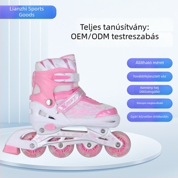 Gyerekeknek szóló inline korcsolyák kezdőknek világító kerekekkel, felnőtt mérethez állítható