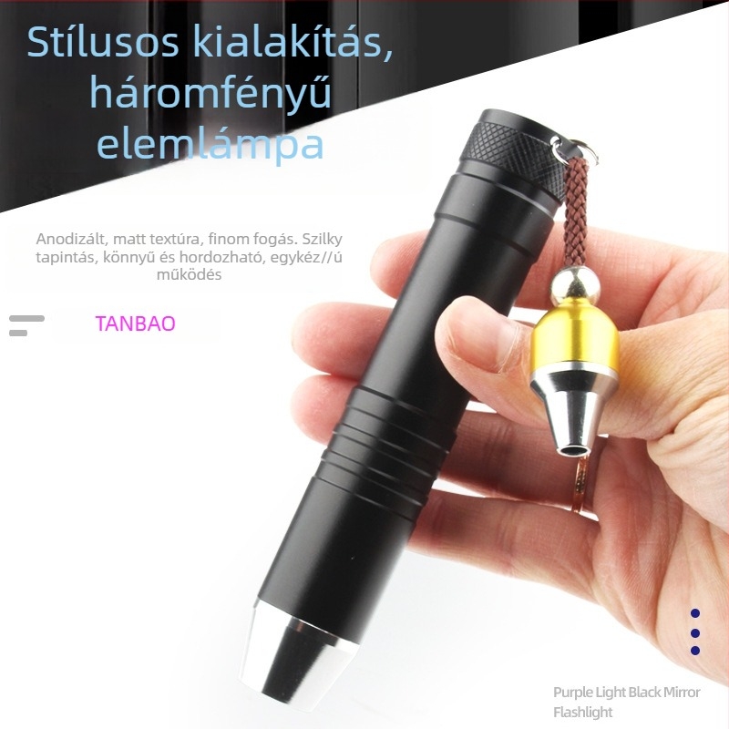 LED zseblámpa nefrit azonosítására Type-C töltéssel, alumíniumötvözet test, 1800 akkumulátor, hatótáv legfeljebb 50 m