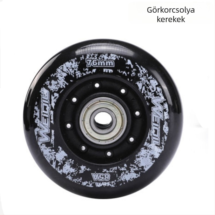 PU görkorcsolya kerekek, 64/68/70/72/76/80 mm, magas rugalmasságú, sík felületű virágmintás kerekek