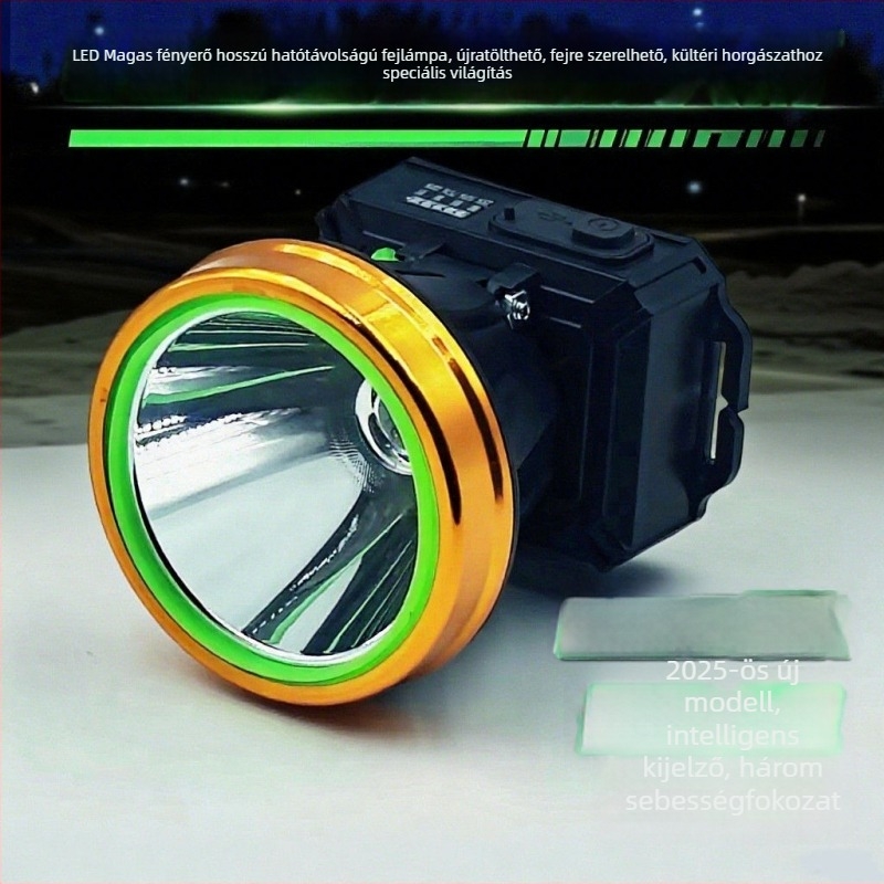 Újratölthető LED fejlámpa, 120W, 4800 mAh akkumulátor, hosszú hatótáv 200–500 m, fejre rögzíthető