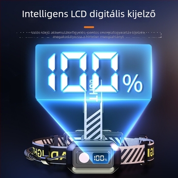 LED fejfény USB töltéssel, 1200mAh akkumulátor, 10W teljesítmény, hatótáv több mint 500 m