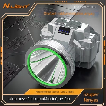 LED fejfényszoró alumínium ötvözet testtel, 3600 mAh akkumulátor, újra feltölthető, töltő tartozék, hatótávolság 200–500 m