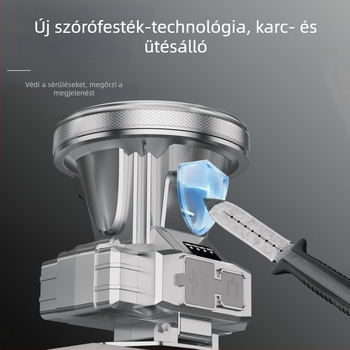 LED fejfényszoró alumínium ötvözet testtel, 3600 mAh akkumulátor, újra feltölthető, töltő tartozék, hatótávolság 200–500 m
