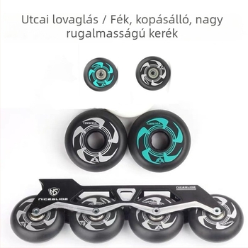 PU-gumi görkorcsolya kerekek, csendesek, kopásállóak, magas rugalmasságúak, fékkerék