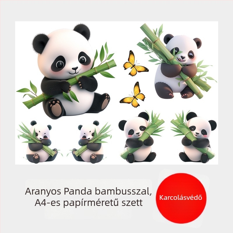 Autó karosszéria matrica panda karikatúra dizájnnal, szerelés szalag típusú (Anyag: matrica; Minta: Állatok; Típus: Karosszériás matrica; Szerelés: Szalag)