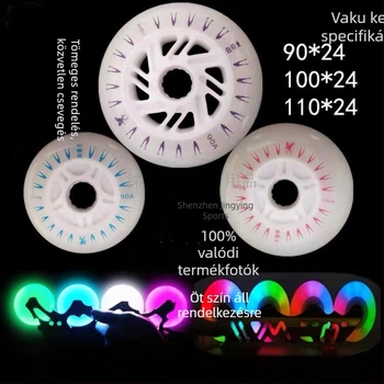 LED fehér Aurora villogó inline korongok, 90/100/110 mm, egyenes vonalú versenyhez, világító