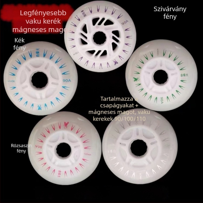 LED fehér Aurora villogó inline korongok, 90/100/110 mm, egyenes vonalú versenyhez, világító