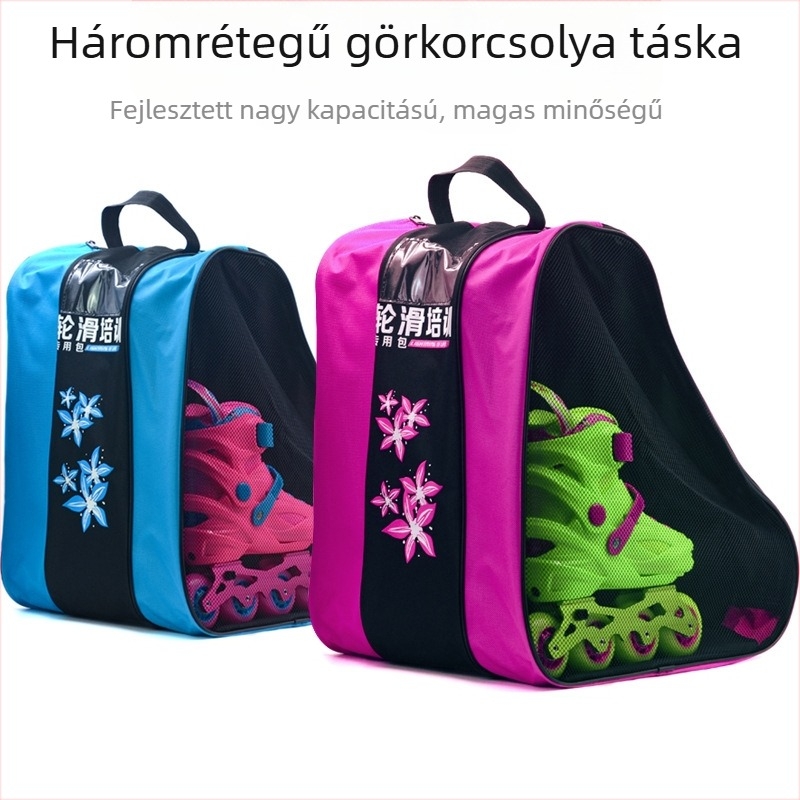 Gyerekeknek szánt görkorcsolya hátizsák háromrétegű dizájnnal, PVC külső, PU kerekek