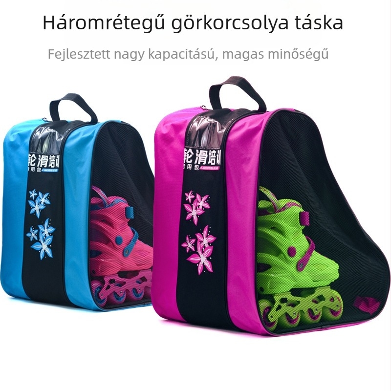 Gyerekeknek szánt görkorcsolya hátizsák háromrétegű dizájnnal, PVC külső, PU kerekek