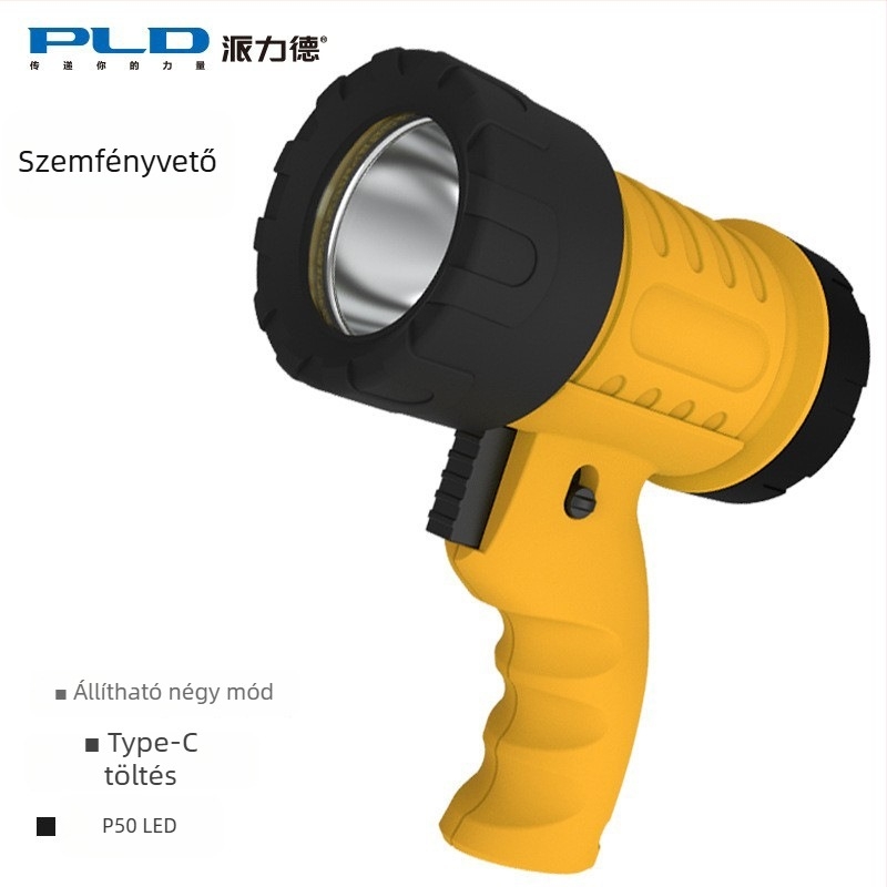 Pailide hordozható LED keresőlámpa hosszú hatótávval, USB töltés, 18W, 5200 mAh, ABS ház