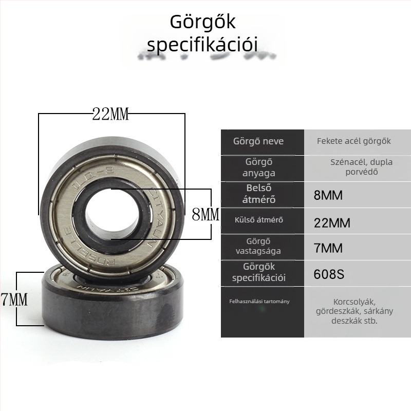 608Z gyors, csendes görkorcsolya csapágy készlet, egyrészes, 16 darabos, kompatibil görkorcsolyával, gördeszkával és drift boarddal