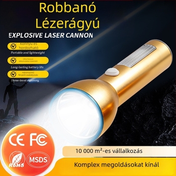 Kemping LED zseblámpa újratölthető, ultra‑fényes, hosszú hatótávolságú, hordozható, alumíniumötvözet test, vízálló