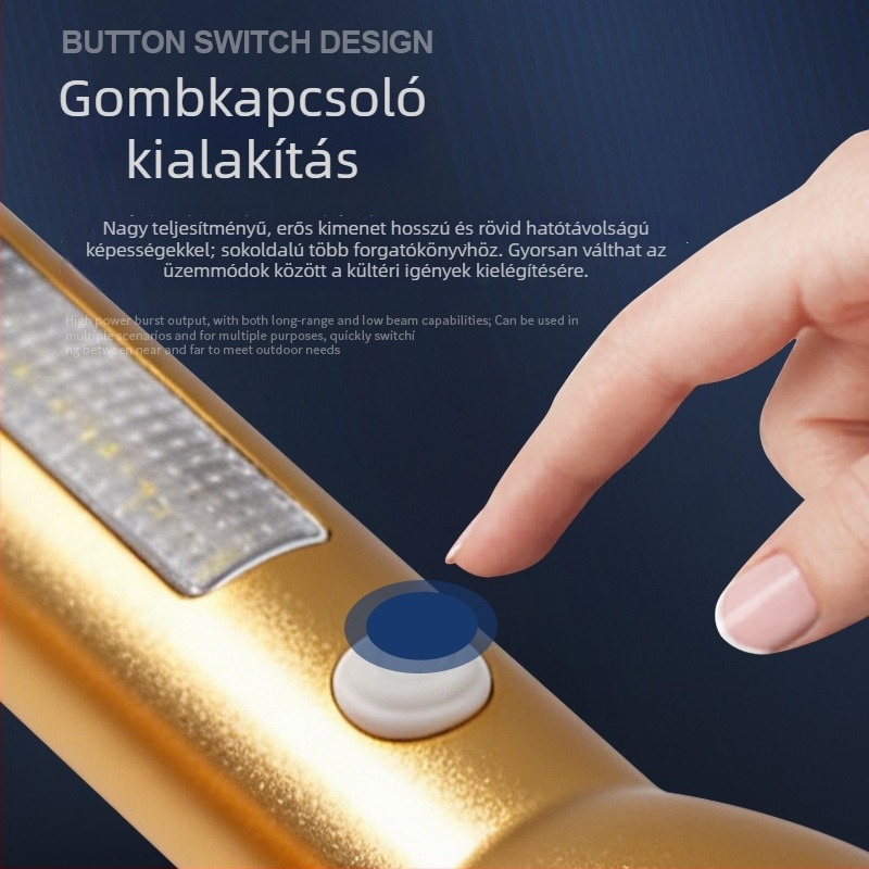 Kemping LED zseblámpa újratölthető, ultra‑fényes, hosszú hatótávolságú, hordozható, alumíniumötvözet test, vízálló