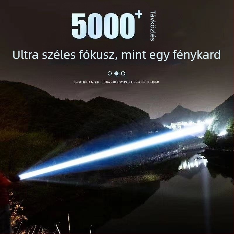 Cső alakú LED elemlámpa állítható fókuszálással – újratölthető, 1500mAh, 10W, 100–200 m hatótáv, ABS test
