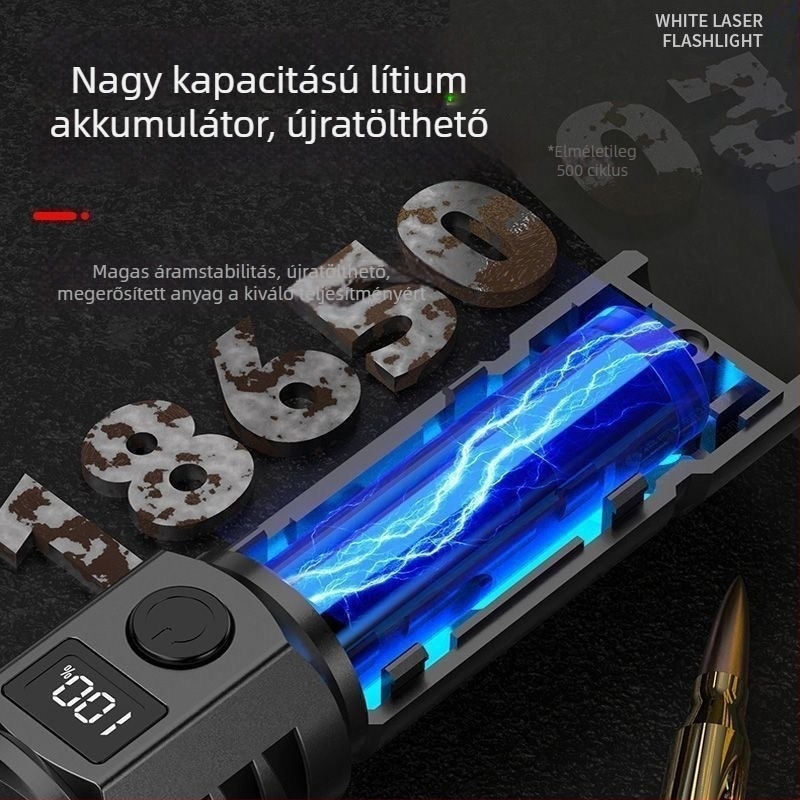 LED elemlámpa USB-töltéssel, 15W, 1200mAh, kézi töltés, multifunkcionális kempingezéshez és járőrhöz