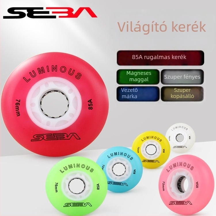 SEBA Gyerek görkorcsolya virág mintázatú villogó kerekekkel