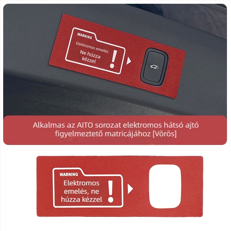 Wenjie M7/M8/M9-hez készült speciális autó matricák figyelmeztető jellel, velúr anyag, ragasztóval történő felszerelés.
