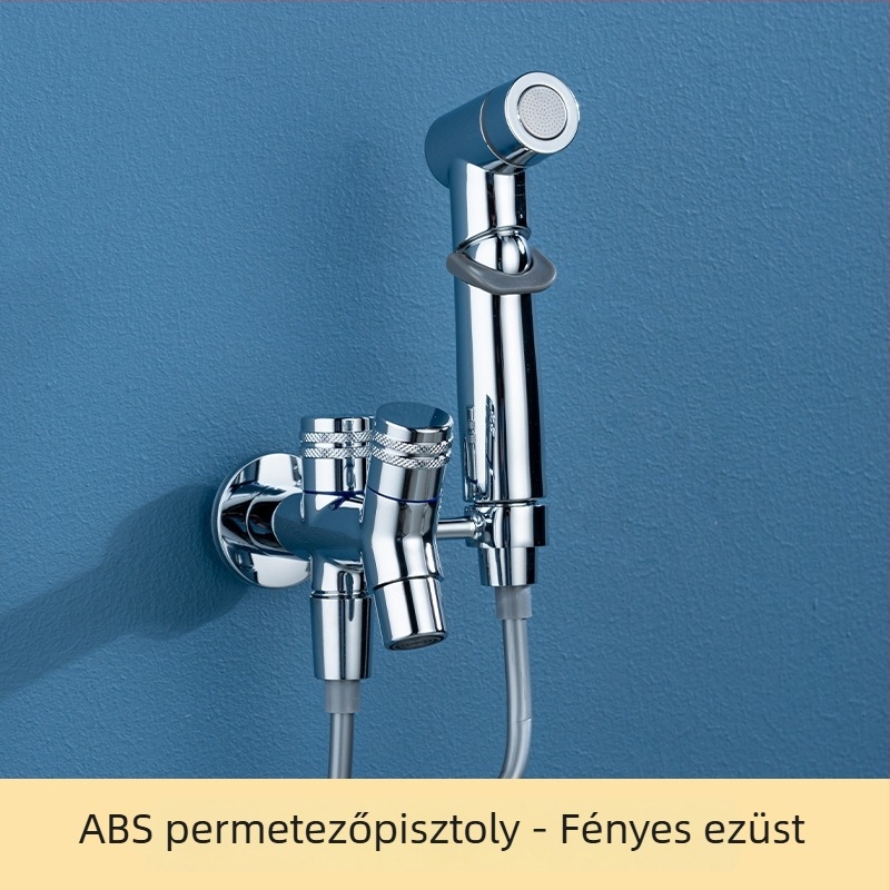 Falihoz szerelt rézből készült kézi permetező csap, dupla kimenettel és tartóval (falra szerelt; réz; permetező csap; dupla kimenet)