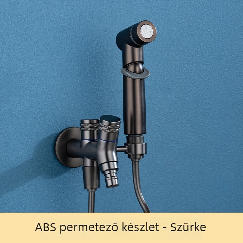 Falihoz szerelt rézből készült kézi permetező csap, dupla kimenettel és tartóval (falra szerelt; réz; permetező csap; dupla kimenet)