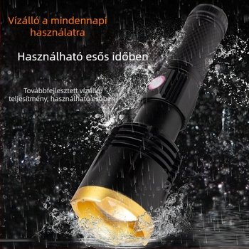 P50 magas teljesítményű LED kültéri keresőfény, alumíniumötvözet, újratölthető, vízálló