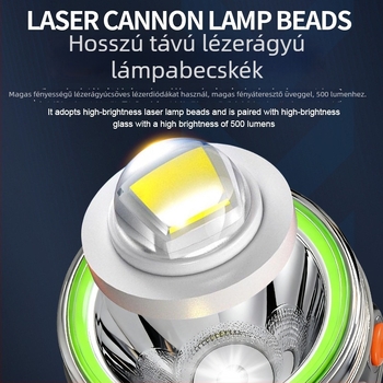 Fejlámpa kültéri kempingezéshez LED, 5W, 4800mAh, alumínium-ötvözet, vízálló