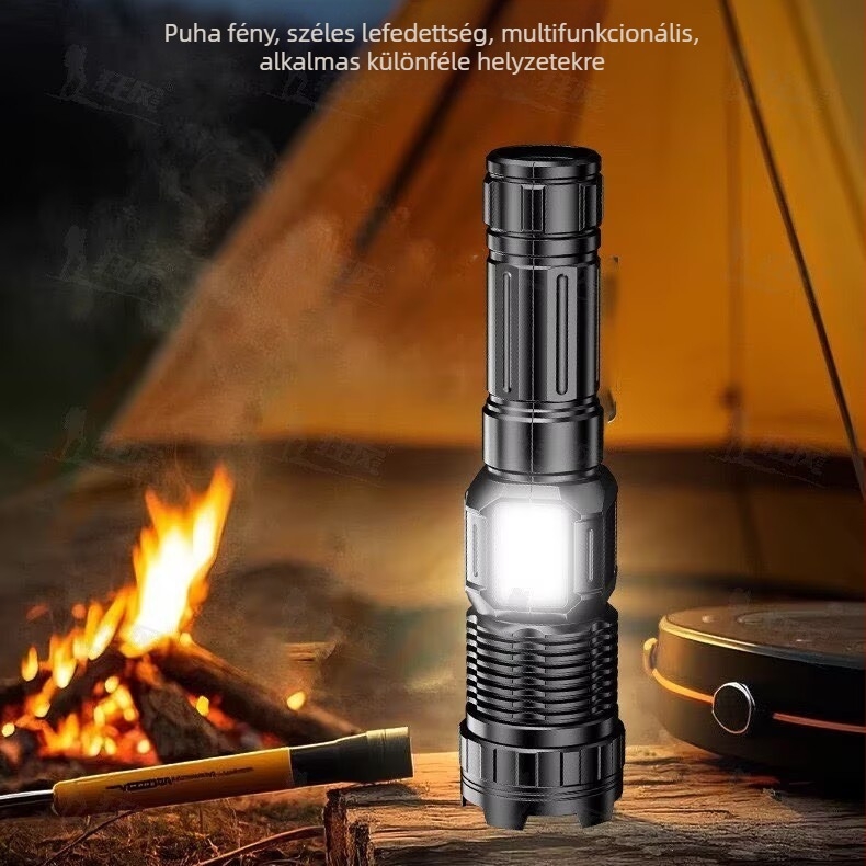 X90 teleszkópos zoomos zseblámpa, digitális kijelző, LED fény, 800–5000 mAh akkumulátor, újratölthető