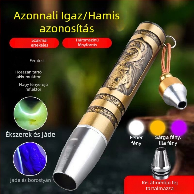 Jáde azonosító zseblámpa ékszerértékeléshez — 30W, alumíniumötvözet test, akkumulátorról működik, lézeres fényforrás, azonosítás