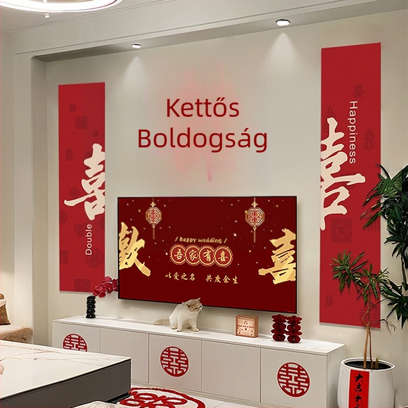 Esküvői TV-háttérkészlet - helyszínelrendezési rekvizitek, zászlóvászon anyag, szalag