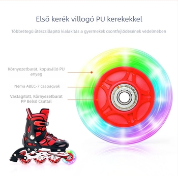 Gyermek inline korcsolyák - PVC felső rész, TPR talp, gumírozott kerekek, egy soros