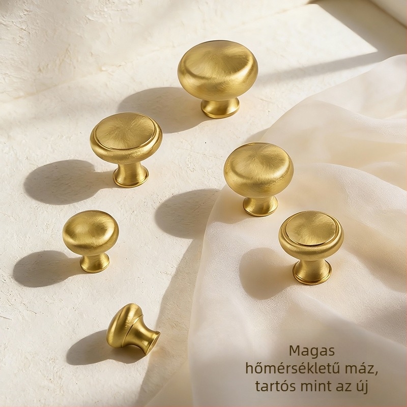 Sárgaréz szekrényajtó fogantyúk, gömbölyűek, egylyukas, beépített szerelés, Új kínai stílus