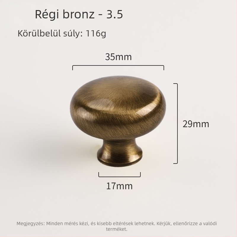 Sárgaréz szekrényajtó fogantyúk, gömbölyűek, egylyukas, beépített szerelés, Új kínai stílus