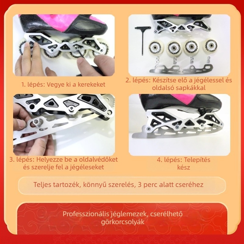 Görkorcsolya egyetlen kerékkel, kerék rozsdamentes acélból, cserélhető penge, univerzális illeszkedés — Leopard cool bku